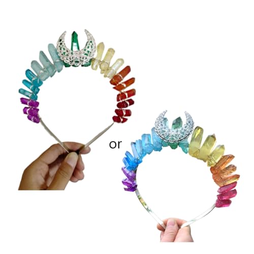 Mehrfarbiger Regenbogen für Kristallkrone, Haarschmuck mit Metallaushöhlung, antiker Mond, Hexen-Haarschmuck Mehrfarbiger Regenbogen für Kristallkrone, Haarschmuck mit Metallaushöhlung, antiker Mond, Hexen-Haarschmuck von sodeber