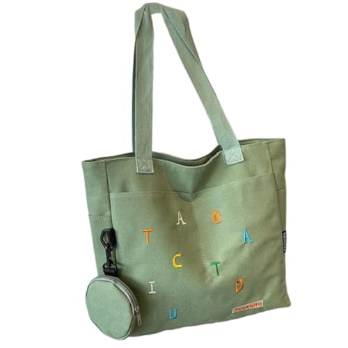 Modische Damen-Canvas-Laptop-Tasche für den Unterricht und das tägliche Pendeln mit viel Platz, große Schulter-Handtasche, Green Gn, Medium Modische Damen-Canvas-Laptop-Tasche für den Unterricht und das tägliche Pendeln mit viel Platz, große Schulter-Handtasche, Green Gn, Medium von sodeber