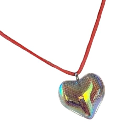 Modische Herz-Halskette, stilvoller Anhänger mit eleganter farbiger Kette und buntem Herz-Anhänger für Damen Modische Herz-Halskette, stilvoller Anhänger mit eleganter farbiger Kette und buntem Herz-Anhänger für Damen von sodeber