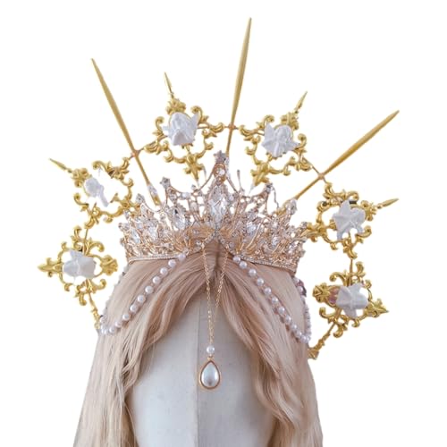 Modische Perlen-Kopfbedeckung, Krone, Cosplay, Kopfbedeckung, Legierung, Haarschmuck für Partys, Hochzeiten und Fotoshootings von sodeber