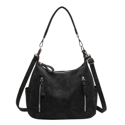 Modische Tasche mit Reißverschluss, Schultertasche, Crossbody-Tasche für Mädchen und Damen, vielseitig, großes Fassungsvermögen, solide, Black Bk, Medium Modische Tasche mit Reißverschluss, Schultertasche, Crossbody-Tasche für Mädchen und Damen, vielseitig, großes Fassungsvermögen, solide, Black Bk, Medium von sodeber