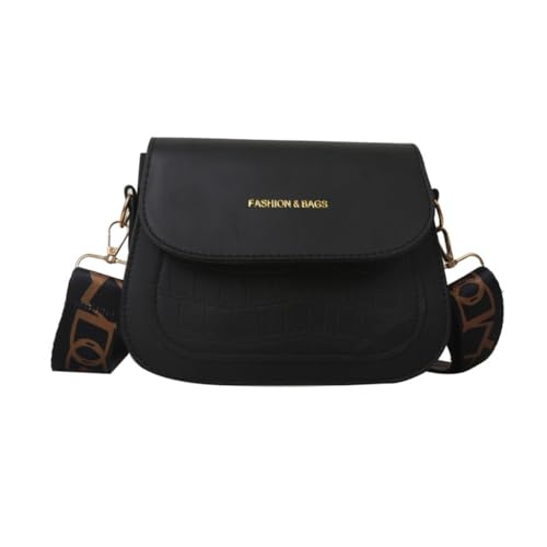 Modische kleine quadratische Umhängetasche mit Klappe, PU-Leder, einfarbig, Crossbody-Börse, Geldbörse breit, Black Bk, Medium Modische kleine quadratische Umhängetasche mit Klappe, PU-Leder, einfarbig, Crossbody-Börse, Geldbörse breit, Black Bk, Medium von sodeber