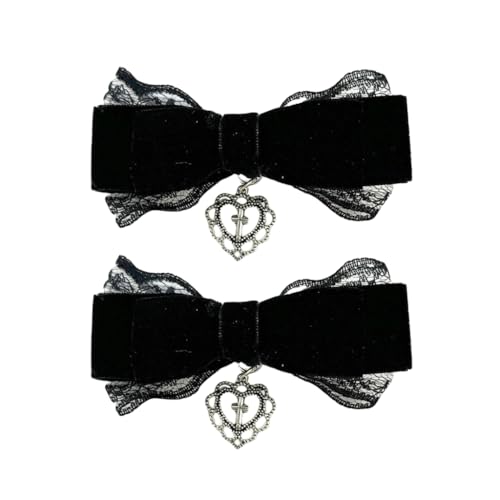 Punk-Haarspange mit Herz-Anhänger, Spitze, Schleife, Haarspangen, Pferdeschwanz-Halter für weibliches Halloween-Styling von sodeber
