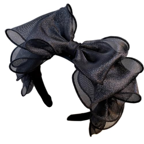 Retro-Fashion Haarband mit schwarzer Schleife, elegantes Netzgewebe, Haarschmuck für Mädchen u von sodeber