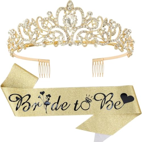 Set mit 2 Brautkronen für Hochzeit, Party, Dekoration, Duschschärpen von sodeber