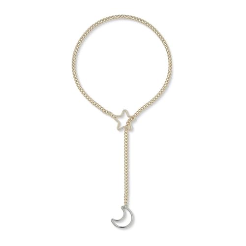 Stern-Mond-Halskette für Damen, verstellbar, kubanisches Lariat, Herzringe, Punk-Rock-Kette, Schmuck-Accessoire für den täglichen Gebrauch Stern-Mond-Halskette für Damen, verstellbar, kubanisches Lariat, Herzringe, Punk-Rock-Kette, Schmuck-Accessoire für den täglichen Gebrauch von sodeber