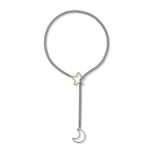 Stern-Mond-Halskette für Damen, verstellbar, kubanisches Lariat, Herzringe, Punk-Rock-Kette, Schmuck-Accessoire für den täglichen Gebrauch Stern-Mond-Halskette für Damen, verstellbar, kubanisches Lariat, Herzringe, Punk-Rock-Kette, Schmuck-Accessoire für den täglichen Gebrauch von sodeber