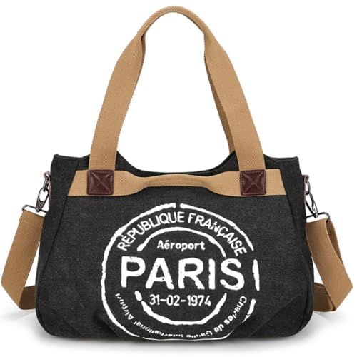 Stilvolle Damen-Umhängetasche aus Segeltuch, koreanische Mode, Buchstaben, große Kapazität, Crossbody-Tasche für Schule, Arbeit oder, Black Bk, Medium Stilvolle Damen-Umhängetasche aus Segeltuch, koreanische Mode, Buchstaben, große Kapazität, Crossbody-Tasche für Schule, Arbeit oder, Black Bk, Medium von sodeber