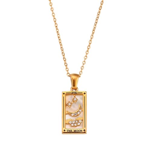 Stilvolle Tarotkarten-Anhänger, Halskette mit Sternzeichen, aus stabilen Edelstahl-Materialien für trendige Stilvolle Tarotkarten-Anhänger, Halskette mit Sternzeichen, aus stabilen Edelstahl-Materialien für trendige von sodeber