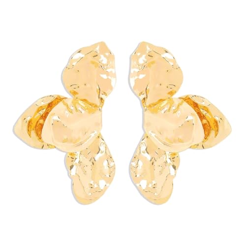 Stilvolle geknitterte Blumen-Ohrringe, elegante baumelnde Eisenstruktur, Ohrschmuck, geeignet für formelle und formelle Anlässe von sodeber