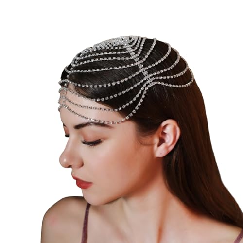 Stirn-Strass-Haarband, für Damen, Hochzeit, Brautparty, schimmernder Kopfschmuck mit Fransen von sodeber