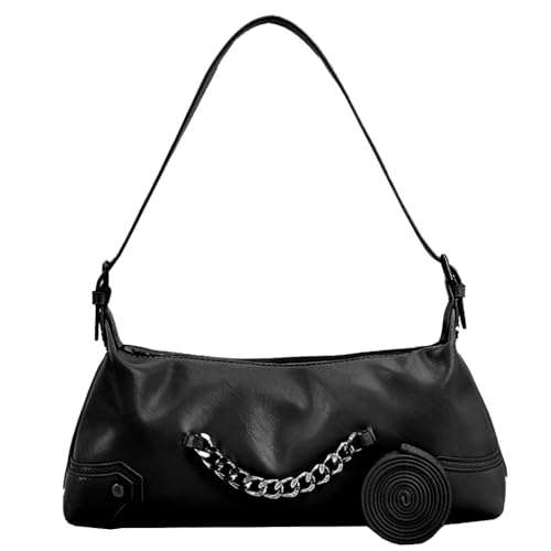 Trendige Umhängetasche mit Kette verziert, Vintage-Design, Unterarm-PU-Handtasche für modische Frauen und, Black Bk, Medium Trendige Umhängetasche mit Kette verziert, Vintage-Design, Unterarm-PU-Handtasche für modische Frauen und, Black Bk, Medium von sodeber