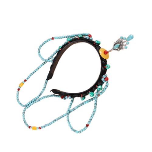 Türkisfarbenes Stirnband für Damen, elastisch, ethnisch, für Reisen, Hochzeit, Party, Braut, Haarband Türkisfarbenes Stirnband für Damen, elastisch, ethnisch, für Reisen, Hochzeit, Party, Braut, Haarband von sodeber