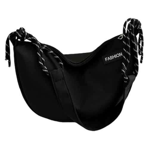 Umhängetasche aus geflochtenem Seil für Damen und Herren, modische Mondform, einzelne Schultertasche, geräumig, Black Bk, Medium Umhängetasche aus geflochtenem Seil für Damen und Herren, modische Mondform, einzelne Schultertasche, geräumig, Black Bk, Medium von sodeber