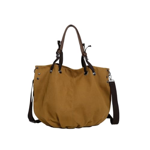 Umhängetasche im japanischen Stil für Damen, Vintage, Schultertasche, großes Fassungsvermögen, Tragegriff oben, Handtasche aus Segeltuch, Khaki Kh, Medium von sodeber