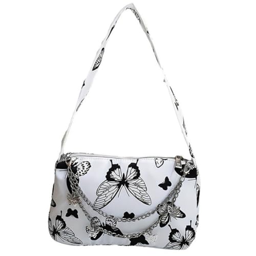 Umhängetasche mit Metallkette für Damen, PU-Leder, Schmetterling, Kuh, bedruckt, kleine Handtasche, Achsel-Geldbörse, Butterfly By, Medium Umhängetasche mit Metallkette für Damen, PU-Leder, Schmetterling, Kuh, bedruckt, kleine Handtasche, Achsel-Geldbörse, Butterfly By, Medium von sodeber