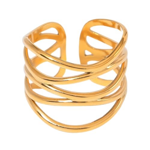 Verstellbare Ringe mit übertriebener Öffnung, goldfarben, offene Edelstahl-Textur, Geschenk für Modeliebhaber Verstellbare Ringe mit übertriebener Öffnung, goldfarben, offene Edelstahl-Textur, Geschenk für Modeliebhaber von sodeber