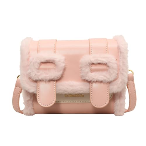 Vielseitige Damen-Schultertasche aus Plüsch, weich und bequem, geräumiger Innenraum, geeignet für den täglichen Gebrauch, Pink, Medium Vielseitige Damen-Schultertasche aus Plüsch, weich und bequem, geräumiger Innenraum, geeignet für den täglichen Gebrauch, Pink, Medium von sodeber
