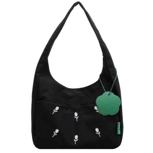 Vintage Canvas Student Tote Bag With Large Capacity Shoulder Bags Female Handbag For Women And Girls, Black Bk, Medium von sodeber