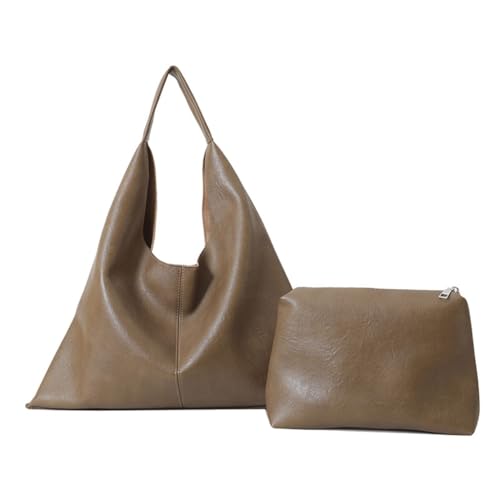 Vintage Damen PU Leder Handtasche Geldbörse und Unterarmtasche Set Große Kapazität Schulter Handtaschen für den täglichen Gebrauch, Mud Color A, Medium Vintage Damen PU Leder Handtasche Geldbörse und Unterarmtasche Set Große Kapazität Schulter Handtaschen für den täglichen Gebrauch, Mud Color A, Medium von sodeber