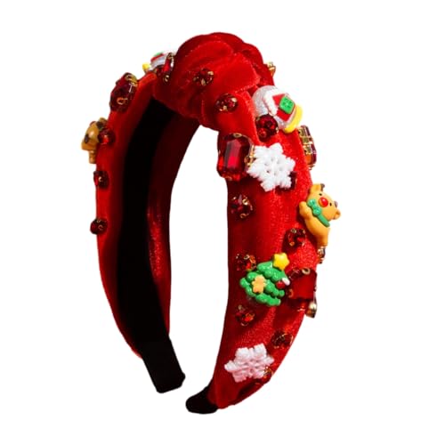 Weihnachts-Stirnband, zarte Knoten, breite Krempe, Haarband mit Strass, für Damen, Teenager, Gesicht waschen, Make-up, Haar von sodeber