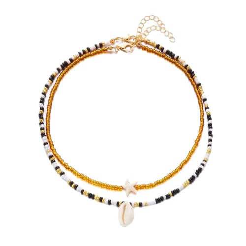 sodeber 2 x Halskette mit doppellagigen Seesternen, Muschelperlen, entworfen für trendige Frauen und Erwachsene, M, Reisperlen, Kein Edelstein sodeber 2 x Halskette mit doppellagigen Seesternen, Muschelperlen, entworfen für trendige Frauen und Erwachsene, M, Reisperlen, Kein Edelstein von sodeber