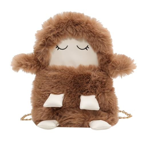 sodeber 2023 Schaf-Kettentasche, modisch, Handy, weicher Plüsch, Umhängetasche, vielseitige Schulter für Damen und Mädchen, Brown Bn, Medium von sodeber
