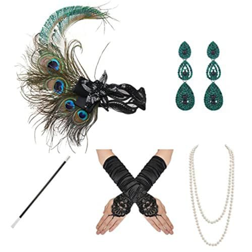 sodeber 20er Jahre Flapper Damen Kostüm Party Stirnband Halskette Ohrringe 1920er Vintage Cos-Play Zubehör sodeber 20er Jahre Flapper Damen Kostüm Party Stirnband Halskette Ohrringe 1920er Vintage Cos-Play Zubehör von sodeber