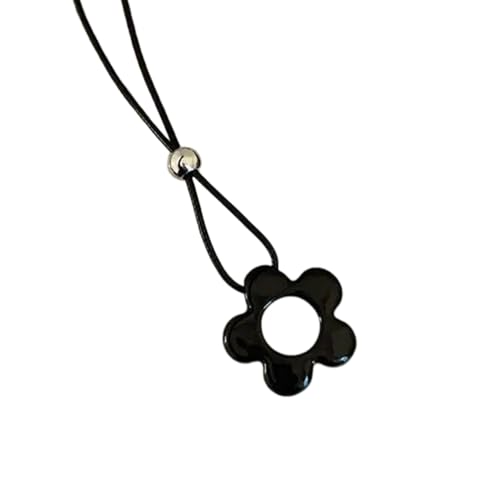sodeber Anmutige Blumen-Charm-Halskette mit verstellbarem Lederband und Harz für eine elegante Note zu jedem Outfit von sodeber