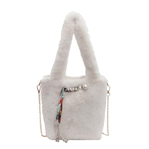 sodeber Bequeme und warme flauschige Eimertasche für den täglichen Gebrauch, Umhängetasche, Umhängetasche, für jeden Herbst und Winter, Weiß W, Medium sodeber Bequeme und warme flauschige Eimertasche für den täglichen Gebrauch, Umhängetasche, Umhängetasche, für jeden Herbst und Winter, Weiß W, Medium von sodeber