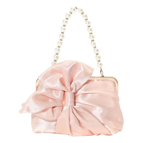 sodeber Damen-Clutch-Tasche, elegante Handtasche, süße Schleifen, Geldbörse, Perlengriff, Champagne Cp, Medium von sodeber