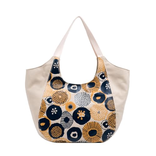 sodeber Damen-Einkaufstasche, große Kapazität, Umhängetasche, lässige Handtasche, Blumendruck, Tragetasche, koreanisches Segeltuch, Beige Bg, Medium sodeber Damen-Einkaufstasche, große Kapazität, Umhängetasche, lässige Handtasche, Blumendruck, Tragetasche, koreanisches Segeltuch, Beige Bg, Medium von sodeber