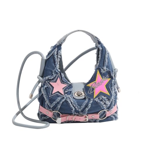sodeber Damen-Handtasche, fünfzackiger Stern, Umhängetasche, Denim, Umhängetasche, einfache Kuriertasche für den täglichen Gebrauch sodeber Damen-Handtasche, fünfzackiger Stern, Umhängetasche, Denim, Umhängetasche, einfache Kuriertasche für den täglichen Gebrauch von sodeber