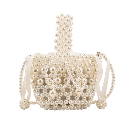 sodeber Damen-Handtasche mit künstlichen Perlen und Schleife, verziert mit Perlen, funktionale Umhängetasche, Eimertasche für Partys sodeber Damen-Handtasche mit künstlichen Perlen und Schleife, verziert mit Perlen, funktionale Umhängetasche, Eimertasche für Partys von sodeber