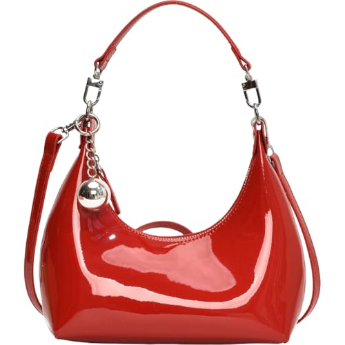 sodeber Damen Moon Bag Einfache Schulter Achsel Damen Crossbody Ästhetische Achsel PU Leder Handtasche, Rot R, Medium sodeber Damen Moon Bag Einfache Schulter Achsel Damen Crossbody Ästhetische Achsel PU Leder Handtasche, Rot R, Medium von sodeber