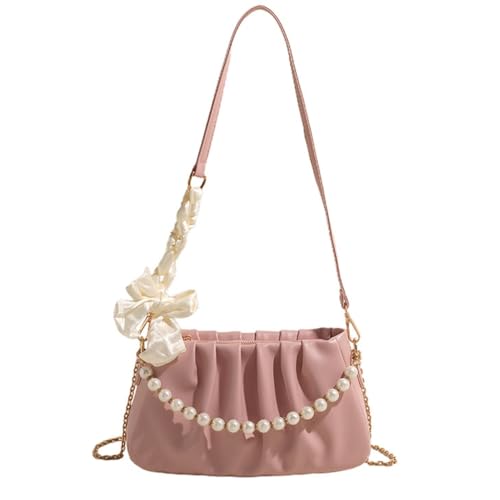 sodeber Damen-Umhängetasche, PU-Leder, süße Schulter mit Perlenkette, einfache Wolken, Kuriertasche für Damen, Pink, Medium sodeber Damen-Umhängetasche, PU-Leder, süße Schulter mit Perlenkette, einfache Wolken, Kuriertasche für Damen, Pink, Medium von sodeber