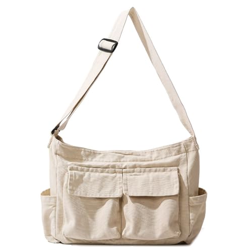 sodeber Damen-Umhängetasche aus Segeltuch, großes Fassungsvermögen, japanischer Stil, Schultasche, modisch, für Herren, Beige Bg, Medium sodeber Damen-Umhängetasche aus Segeltuch, großes Fassungsvermögen, japanischer Stil, Schultasche, modisch, für Herren, Beige Bg, Medium von sodeber