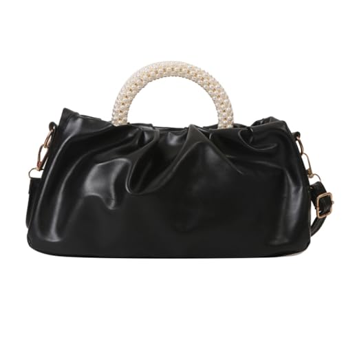 sodeber Damen Umhängetasche mit Rüschen aus PU-Leder, koreanische Perle, Handtasche und Geldbörse, Abend, Black Bk, Medium sodeber Damen Umhängetasche mit Rüschen aus PU-Leder, koreanische Perle, Handtasche und Geldbörse, Abend, Black Bk, Medium von sodeber