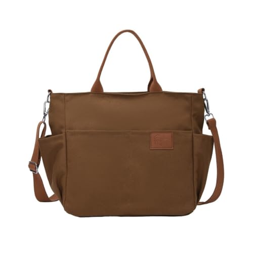sodeber Damen-Umhängetasche mit großem Fassungsvermögen, Segeltuch, einfache Handtasche, Mädchen, Reißverschluss, Schulter, Coffee Cf, Medium von sodeber