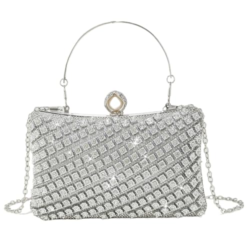 sodeber Damentasche mit Kettenriemen, Clutch, Geldbörse, Abendtasche, Handtasche, Strass, Silber S, Medium sodeber Damentasche mit Kettenriemen, Clutch, Geldbörse, Abendtasche, Handtasche, Strass, Silber S, Medium von sodeber