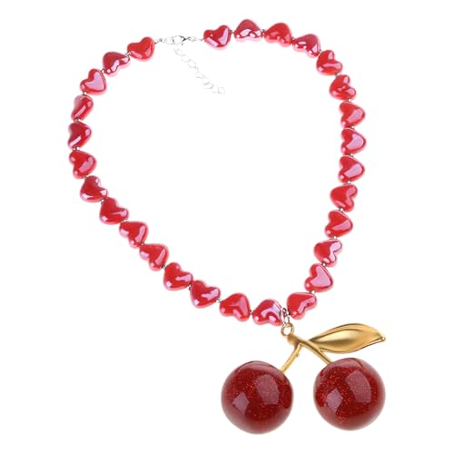 sodeber Edelsteine Herz Perlen Halskette Obst Anhänger Halskette Kirschen Charm Halsband Kette Zubehör für Termine und Partys sodeber Edelsteine Herz Perlen Halskette Obst Anhänger Halskette Kirschen Charm Halsband Kette Zubehör für Termine und Partys von sodeber