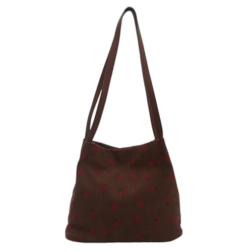 sodeber Einzigartige Umhängetasche aus Cord mit viel Platz, bequeme Erdbeer-Handtasche für den täglichen Gebrauch, Brown Bn, Medium von sodeber