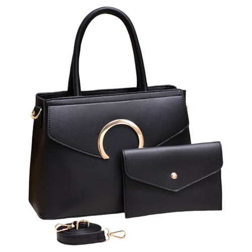 sodeber Elegante Damen-Geldbörsen, 2-teiliges Set, mit Tragegriff oben und verstellbarem Schultergurt, Schulterriemen aus PU-Leder, Black Bk, Medium sodeber Elegante Damen-Geldbörsen, 2-teiliges Set, mit Tragegriff oben und verstellbarem Schultergurt, Schulterriemen aus PU-Leder, Black Bk, Medium von sodeber