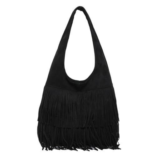sodeber Elegante Handtasche mit Quasten, weich, lässig, Unterarmtasche, Tragegriff oben, für Reisen, Party, Schultertasche, Black Bk, Medium sodeber Elegante Handtasche mit Quasten, weich, lässig, Unterarmtasche, Tragegriff oben, für Reisen, Party, Schultertasche, Black Bk, Medium von sodeber