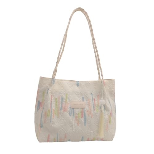 sodeber Elegante Schultertasche für Studenten, Reisen und Arbeit, Handtasche, Nylon, Büchertaschen mit reichlich Stauraum, Weiß mit Anhänger W-2, Medium sodeber Elegante Schultertasche für Studenten, Reisen und Arbeit, Handtasche, Nylon, Büchertaschen mit reichlich Stauraum, Weiß mit Anhänger W-2, Medium von sodeber