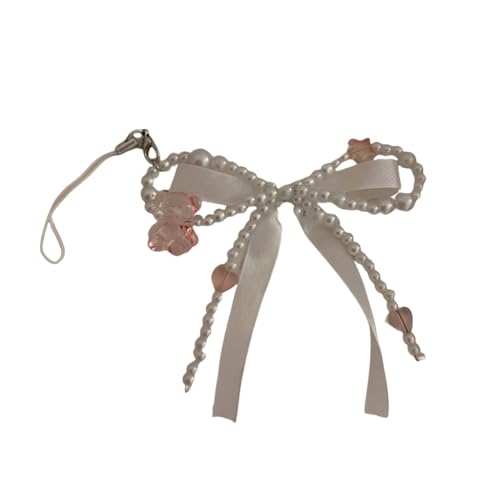 sodeber Eleganter Anhänger aus Kunstperlen und Schmetterlingsschleife für Handtaschen, modisches Geldbörsen-Accessoire mit bequemem, M, Acryl, Kein Edelstein von sodeber