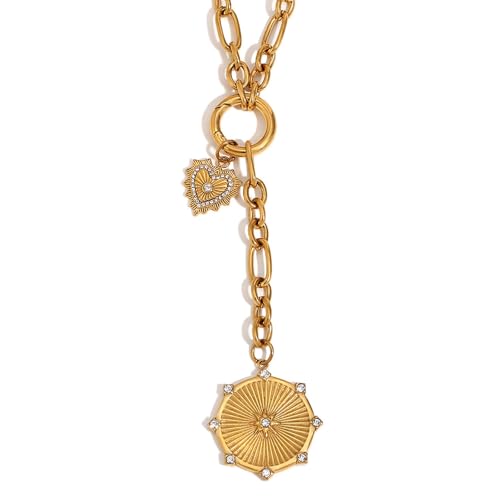 sodeber Halskette mit Herz-Anhänger, trendiges Damen-Accessoire, Edelstahl-Textur, Schmuck für Freizeit und jeden Anlass sodeber Halskette mit Herz-Anhänger, trendiges Damen-Accessoire, Edelstahl-Textur, Schmuck für Freizeit und jeden Anlass von sodeber