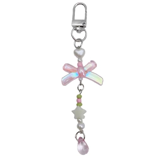 sodeber Handyanhänger mit Schmetterlings-Anhänger, mit Perlen, handgefertigt, abnehmbar, Schlüsselband für Geldbörse, M, Legierung und Acryl, Kein Edelstein von sodeber