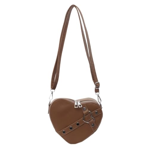 sodeber Herzförmige Umhängetasche, modische Umhängetasche für Damen und Mädchen, Nieten, Coffee Cf, Medium von sodeber