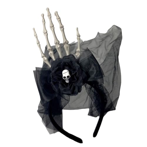 sodeber Horror-Themen-Netz-Haarschmuck mit Totenkopf-Handdesigns, bequemes, verstellbares Halloween-Stirnband für Damen sodeber Horror-Themen-Netz-Haarschmuck mit Totenkopf-Handdesigns, bequemes, verstellbares Halloween-Stirnband für Damen von sodeber